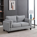 68.5" Modern Style Button Tufted Linen Upholstered Loveseat Sofa, Two Seat Sofa Couch, Living Room Sofa for Home or Office, Gray