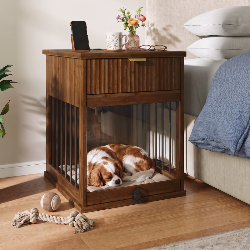 Dog Crate End Table with Charging Station and Storage, photo 4 of 10