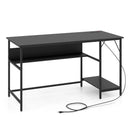 55 Inch Computer Desk with 4 Power Outlets and CPU Stand by LJGDeals