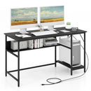 55 Inch Computer Desk with 4 Power Outlets and CPU Stand by DirectDeals