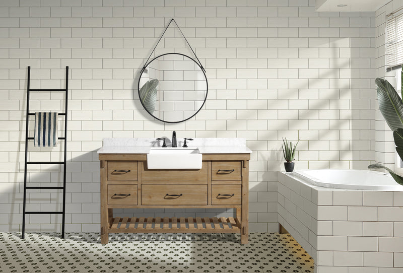 Marina 55" Farmhouse Bathroom Vanity Weathered Fir Finish