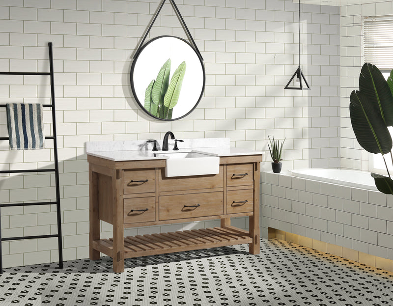 Marina 55" Farmhouse Bathroom Vanity Weathered Fir Finish