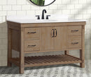 Marina 55" Bathroom Vanity Weathered Fir Finish - White Engineered Stone Countertop