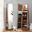 360° Rotating Mirrored Jewelry Cabinet Armoire 3 Color LED Modes Lockable by LJGDeals