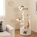 55.5 Inches Tall Wooden Cat Tree with Washable Plush Cushions for Indoor Cats by LJGDeals