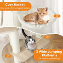 55.5 Inches Tall Wooden Cat Tree with Washable Plush Cushions for Indoor Cats by LJGDeals