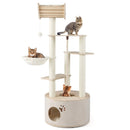 55.5 Inches Tall Wooden Cat Tree with Washable Plush Cushions for Indoor Cats by LJGDeals