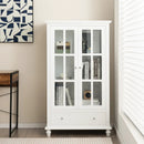 55 Inch Bookcase Cabinet with Tempered Glass Doors-White by LJGDeals