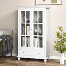 55 Inch Bookcase Cabinet with Tempered Glass Doors-White by LJGDeals