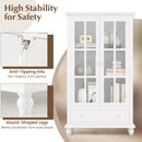 55 Inch Bookcase Cabinet with Tempered Glass Doors-White by LJGDeals