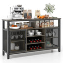55-Inch Buffet Sideboard with 8-Bottle Wine Racks and Wine Glass Holders by LJGDeals