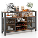 55-Inch Buffet Sideboard with 8-Bottle Wine Racks and Wine Glass Holders by LJGDeals