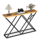 55 Inch Console Table with Solid Metal Frame and Storage-Wood by LJGDeals