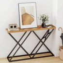 55 Inch Console Table with Solid Metal Frame and Storage-Wood by LJGDeals