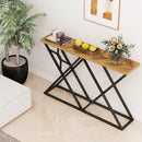55 Inch Console Table with Solid Metal Frame and Storage-Wood by LJGDeals