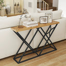 55 Inch Console Table with Solid Metal Frame and Storage-Wood by LJGDeals