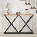 55 Inch Console Table with Solid Metal Frame and Storage-Wood by LJGDeals