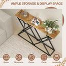 55 Inch Console Table with Solid Metal Frame and Storage-Wood by LJGDeals