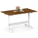 55 Inch Dining Table for 4-6 People Rectangular Kitchen Table with Solid Wood Trestle Base-Walnut by LJGDeals