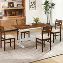 55 Inch Dining Table for 4-6 People Rectangular Kitchen Table with Solid Wood Trestle Base-Walnut by LJGDeals