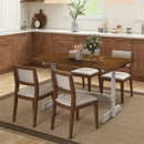 55 Inch Dining Table for 4-6 People Rectangular Kitchen Table with Solid Wood Trestle Base-Walnut by LJGDeals