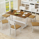 55 Inch Dining Table for 4-6 People Rectangular Kitchen Table with Solid Wood Trestle Base-Walnut by LJGDeals