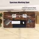 55 Inch Electric Standing Desk Adjustable with Cable Management Hole-Brown by DirectDeals