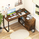 55 Inch Reversible L Shaped Desk with 3 Drawers Home Office Desk with Adjustable Shelf by LJGDeals