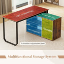 55 Inch Reversible L Shaped Desk with 3 Drawers Home Office Desk with Adjustable Shelf by LJGDeals