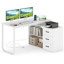 55 Inch Reversible L Shaped Desk with 3 Drawers Home Office Desk with Adjustable Shelf by LJGDeals
