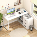 55 Inch Reversible L Shaped Desk with 3 Drawers Home Office Desk with Adjustable Shelf by LJGDeals