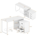 55 Inch Reversible L Shaped Desk with 3 Drawers Home Office Desk with Adjustable Shelf by LJGDeals