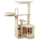 55 Inch Tall Multi-Level Cat Tree with Washable Removable Cushions-Natural by LJGDeals