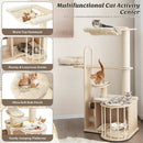 55 Inch Tall Multi-Level Cat Tree with Washable Removable Cushions-Natural by LJGDeals