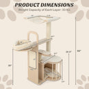 55 Inch Tall Multi-Level Cat Tree with Washable Removable Cushions-Natural by LJGDeals