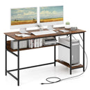 55 Inch Computer Desk with 4 Power Outlets and CPU Stand by DirectDeals