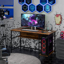 55 Inch Computer Desk with 4 Power Outlets and CPU Stand by DirectDeals