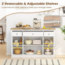 55" Large Buffet Sideboard Kitchen Storage Cabinet with 3 Drawers 2 See-through Doors Adjustable Shelves Wine Bar Table by LJGDeals