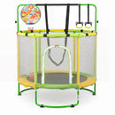 55" Kids Trampoline with Adjustable Gymnastics Bar & Hoop