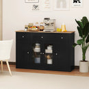 55" Large Buffet Sideboard Kitchen Storage Cabinet with 3 Drawers 2 See-through Doors Adjustable Shelves Wine Bar Table by LJGDeals