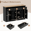55" Large Buffet Sideboard Kitchen Storage Cabinet with 3 Drawers 2 See-through Doors Adjustable Shelves Wine Bar Table