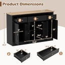 55" Large Buffet Sideboard Kitchen Storage Cabinet with 3 Drawers 2 See-through Doors Adjustable Shelves Wine Bar Table by LJGDeals
