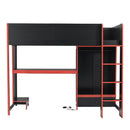 Gaming Loft Bed With Built In Desk, Wardrobe, LED Lighting And Drawer by HouseOfZazla