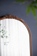 Hand Carved Rose Antique Mirror Frame, Large Arch Mirror Wall Decor For Living Room, Bathroom, Entryway - Brown by HouseOfZazla