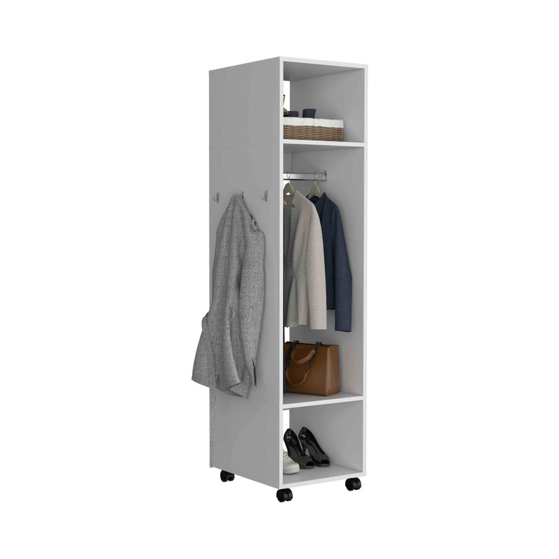 Walker Edison | White Tall Wardrobe Armoire with Mirror