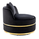 360 Degree Swivel Accent Chair Velvet Modern Upholstered Barrel Chair Over-Sized Soft Chair with Seat Cushion for Living Room, Bedroom, Office, Apartment, Black