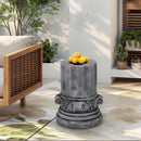 Outdoor End Table, Round Side Table For Patio And Garden - Antique Gray by HouseOfZazla