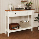 Farmhouse Style Console Table With 2 Drawers And Bottom Storage Shelf by HouseOfZazla
