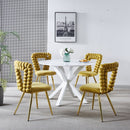 Modern Chair With Iron Tube Legs, Soft Cushions And Comfortable Backrest, Suitable For Dining Room, Living Room, Cafe, Hairball Back