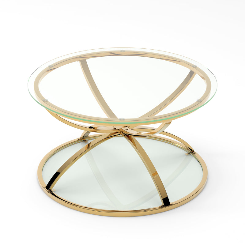 31.50'' Modern Glass Coffee Table with 2 Tiers, photo 7 of 10